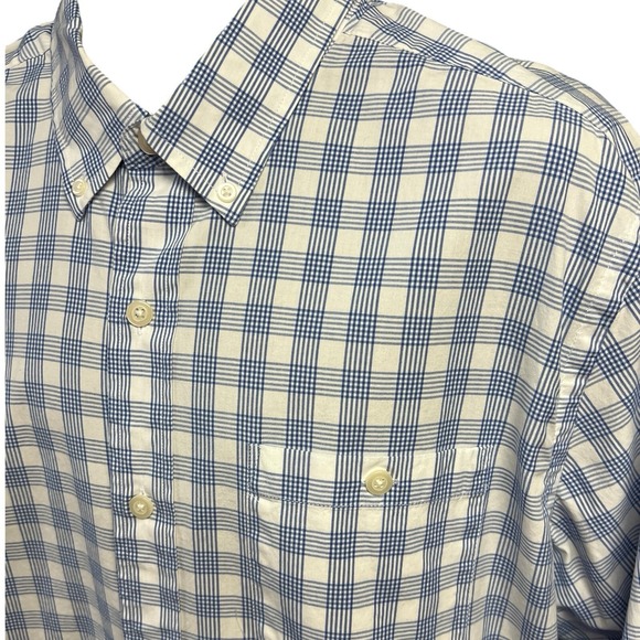 Orvis Shirt Large Blue White Gingham Button-Up Stretch Modern Classic Plaid Men - Picture 3 of 11